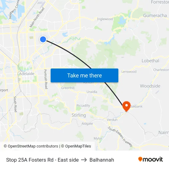 Stop 25A Fosters Rd - East side to Balhannah map