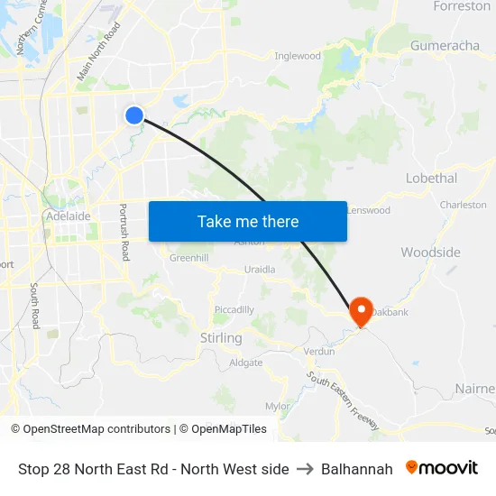 Stop 28 North East Rd - North West side to Balhannah map