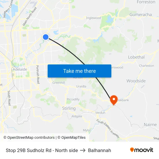 Stop 29B Sudholz Rd - North side to Balhannah map