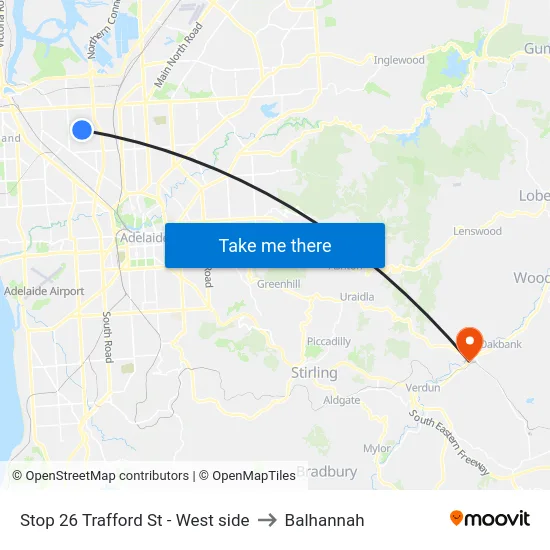 Stop 26 Trafford St - West side to Balhannah map