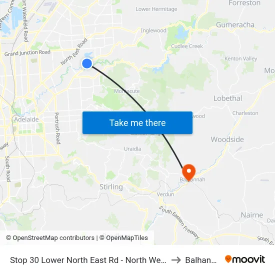 Stop 30 Lower North East Rd - North West side to Balhannah map
