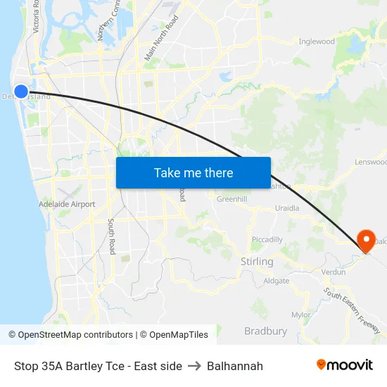 Stop 35A Bartley Tce - East side to Balhannah map
