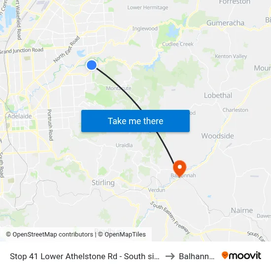 Stop 41 Lower Athelstone Rd - South side to Balhannah map