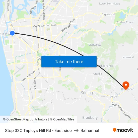Stop 33C Tapleys Hill Rd - East side to Balhannah map
