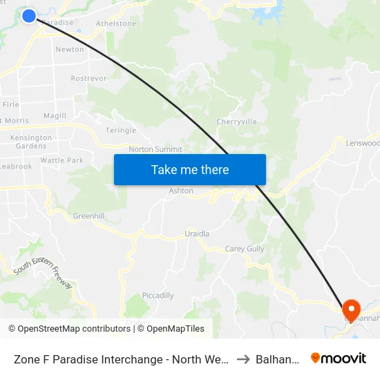 Zone F Paradise Interchange - North West side to Balhannah map