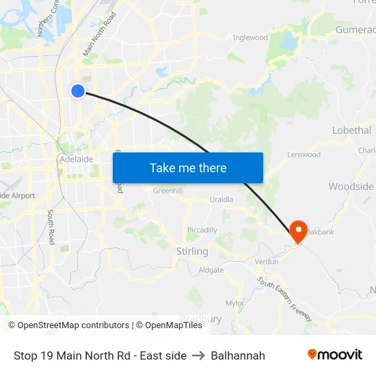 Stop 19 Main North Rd - East side to Balhannah map