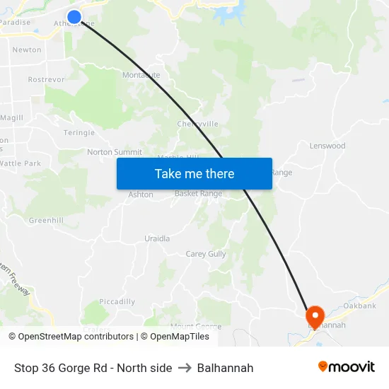 Stop 36 Gorge Rd - North side to Balhannah map