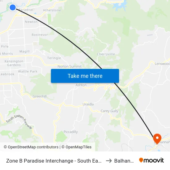 Zone B Paradise Interchange - South East side to Balhannah map