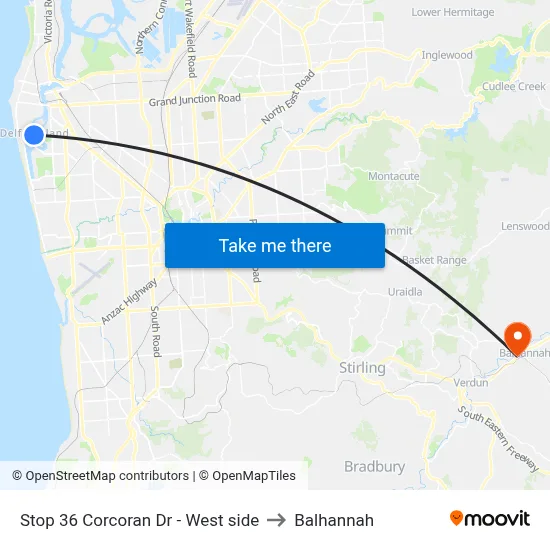 Stop 36 Corcoran Dr - West side to Balhannah map
