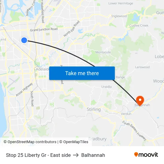 Stop 25 Liberty Gr - East side to Balhannah map