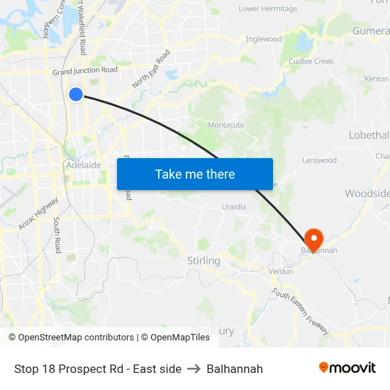 Stop 18 Prospect Rd - East side to Balhannah map