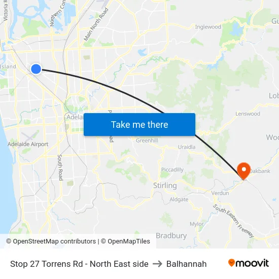 Stop 27 Torrens Rd - North East side to Balhannah map