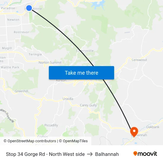 Stop 34 Gorge Rd - North West side to Balhannah map
