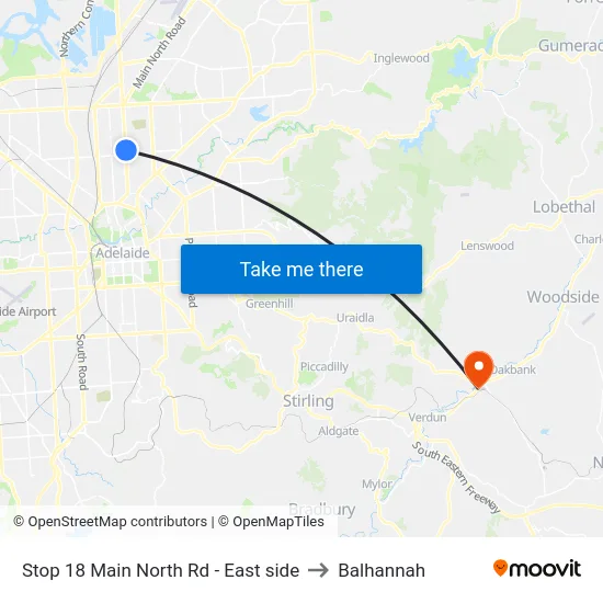 Stop 18 Main North Rd - East side to Balhannah map