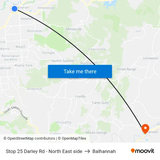 Stop 25 Darley Rd - North East side to Balhannah map