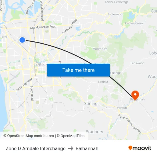 Zone D Arndale Interchange to Balhannah map