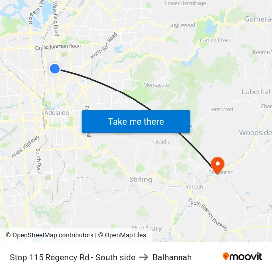 Stop 115 Regency Rd - South side to Balhannah map