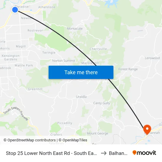 Stop 25 Lower North East Rd - South East side to Balhannah map