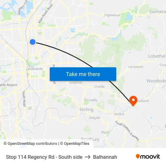 Stop 114 Regency Rd - South side to Balhannah map