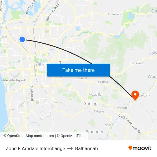 Zone F Arndale Interchange to Balhannah map