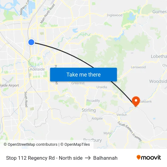 Stop 112 Regency Rd - North side to Balhannah map