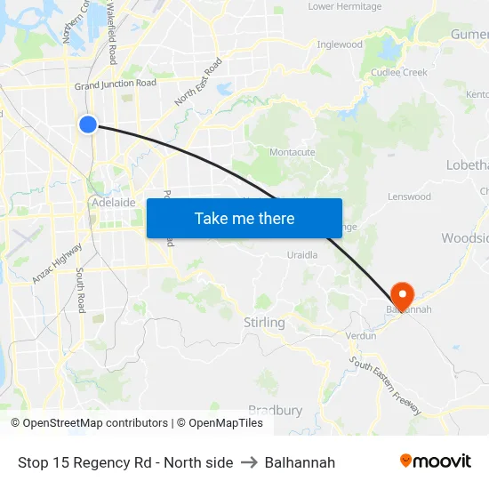 Stop 15 Regency Rd - North side to Balhannah map