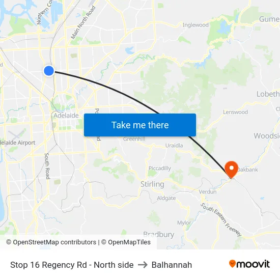 Stop 16 Regency Rd - North side to Balhannah map