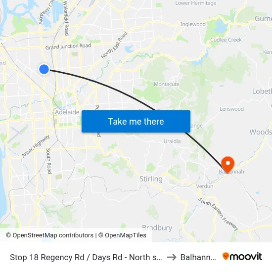 Stop 18 Regency Rd / Days Rd - North side to Balhannah map