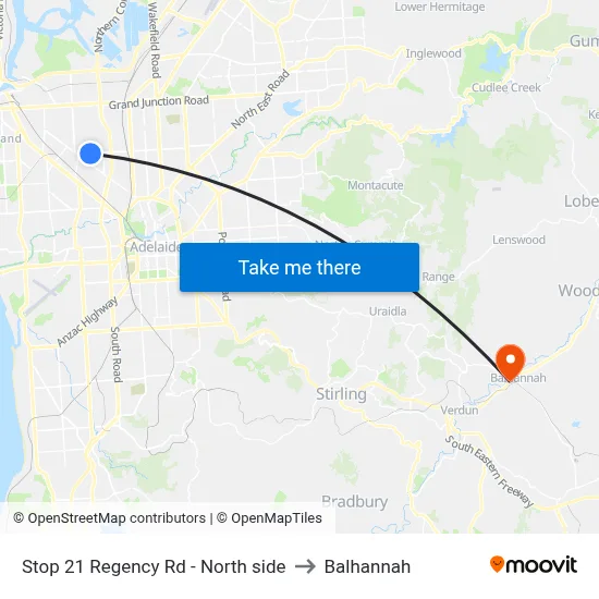 Stop 21 Regency Rd - North side to Balhannah map