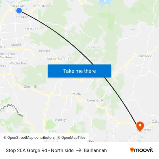 Stop 26A Gorge Rd - North side to Balhannah map