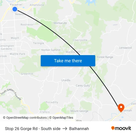 Stop 26 Gorge Rd - South side to Balhannah map