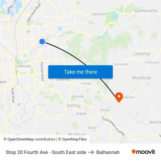 Stop 20 Fourth Ave - South East side to Balhannah map