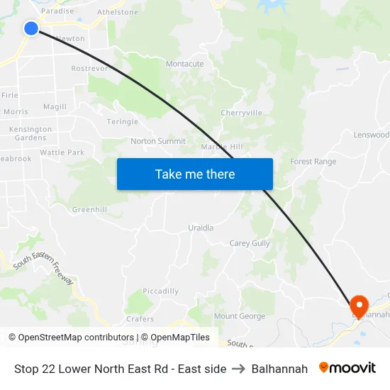 Stop 22 Lower North East Rd - East side to Balhannah map