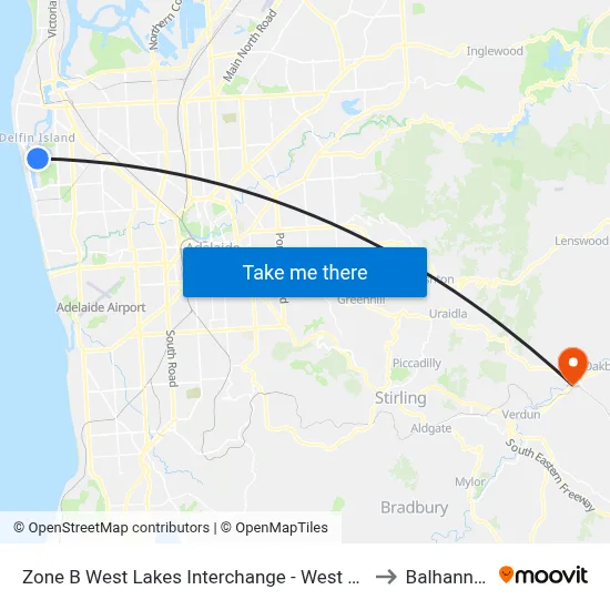 Zone B West Lakes Interchange - West side to Balhannah map