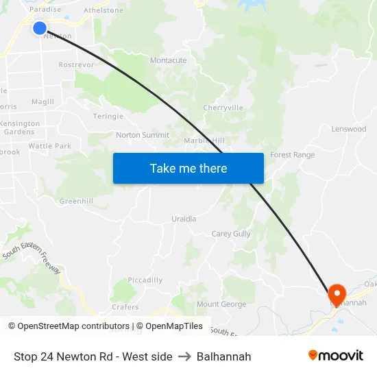 Stop 24 Newton Rd - West side to Balhannah map