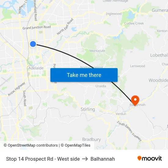 Stop 14 Prospect Rd - West side to Balhannah map
