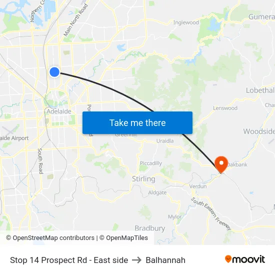 Stop 14 Prospect Rd - East side to Balhannah map