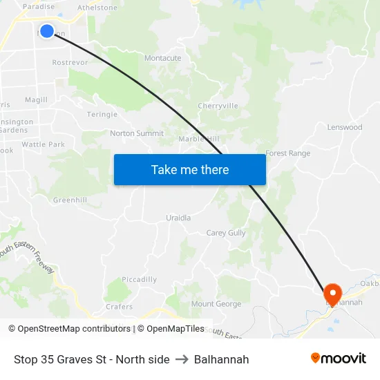 Stop 35 Graves St - North side to Balhannah map
