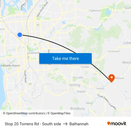 Stop 20 Torrens Rd - South side to Balhannah map