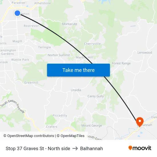 Stop 37 Graves St - North side to Balhannah map