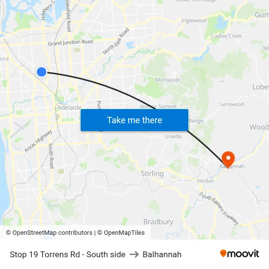 Stop 19 Torrens Rd - South side to Balhannah map