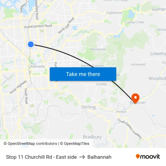 Stop 11 Churchill Rd - East side to Balhannah map