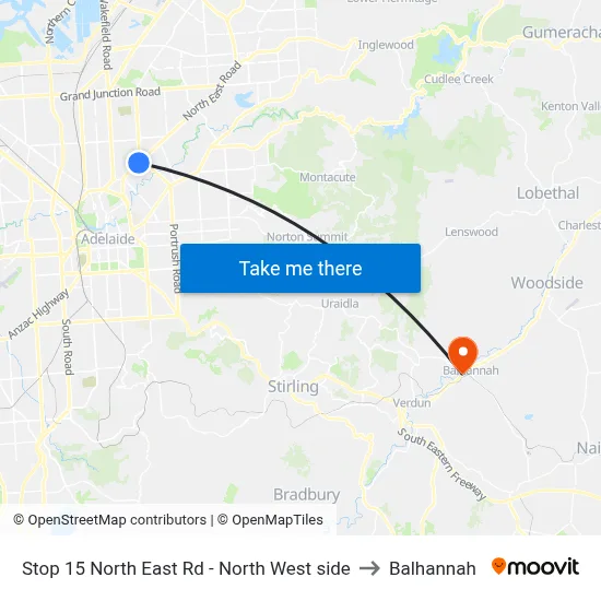 Stop 15 North East Rd - North West side to Balhannah map