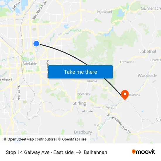 Stop 14 Galway Ave - East side to Balhannah map
