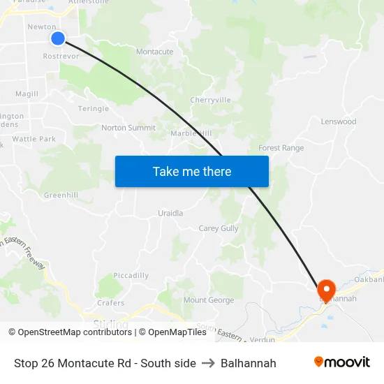 Stop 26 Montacute Rd - South side to Balhannah map