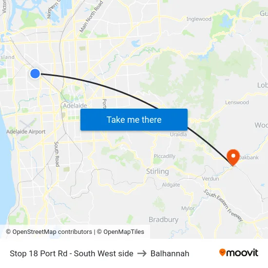 Stop 18 Port Rd - South West side to Balhannah map