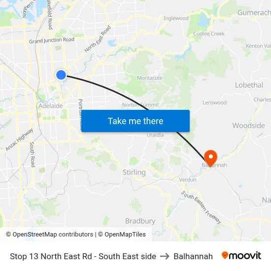 Stop 13 North East Rd - South East side to Balhannah map