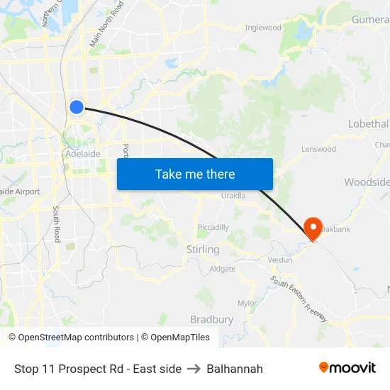 Stop 11 Prospect Rd - East side to Balhannah map