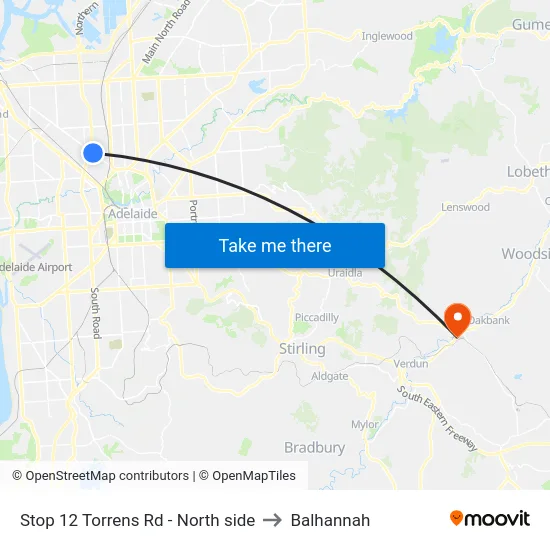 Stop 12 Torrens Rd - North side to Balhannah map