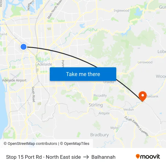 Stop 15 Port Rd - North East side to Balhannah map